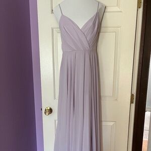 Lulu's Maxi Dress All About Love Lavender Light Purple Bridesmaid Dress No Slit